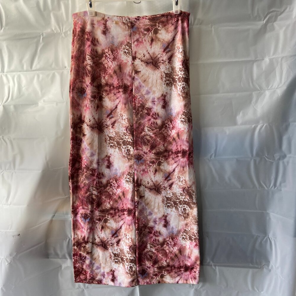 Vintage PS PerSeption Floral, Elastic Waist, Slit on Side, Midi Skirt